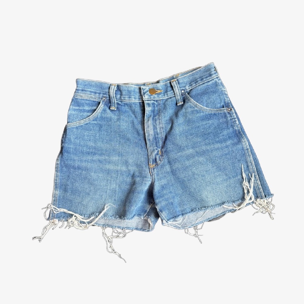 Wrangler Blue Jean Shorts High Waist Distressed